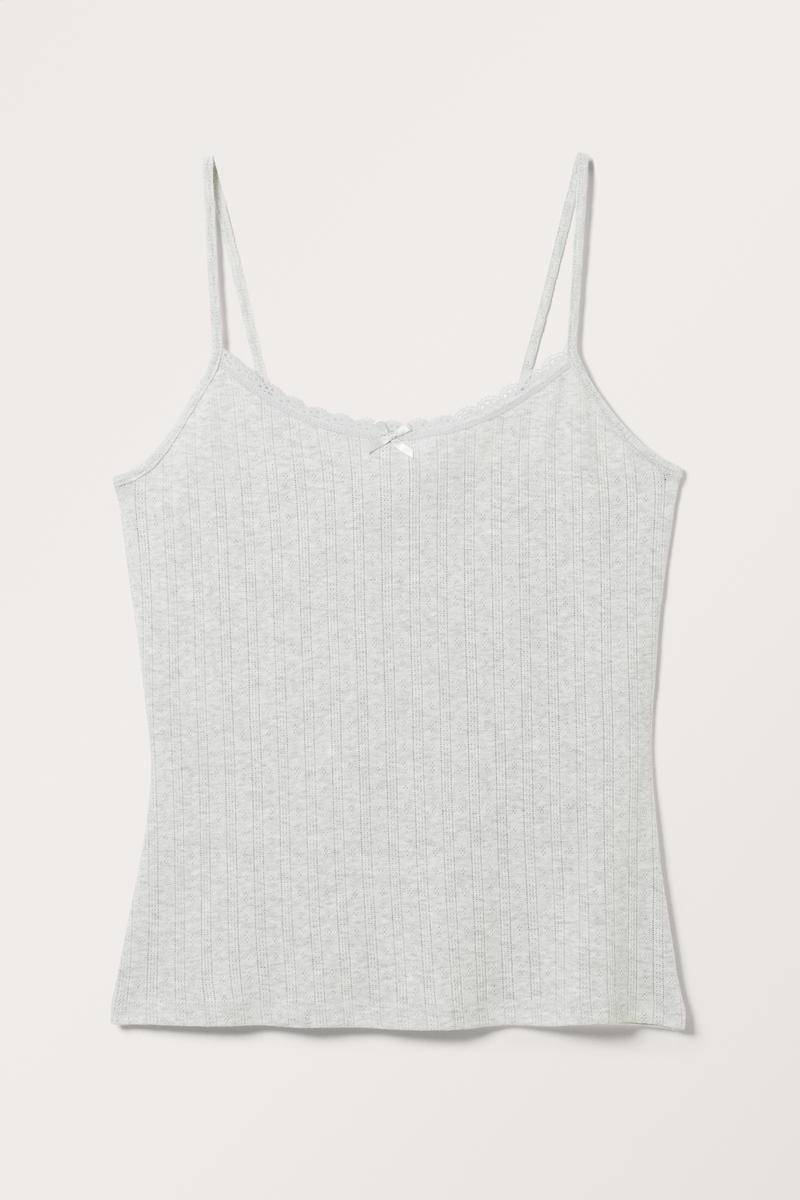 Transparentes Pointelle-Trägertop - Grau von Monki