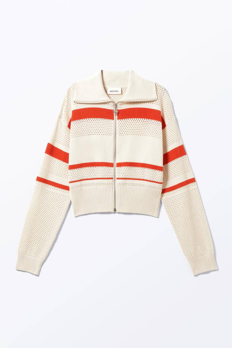 Verkürzter Zip-Cardigan - Beige Rot Mehrfarbig von Monki