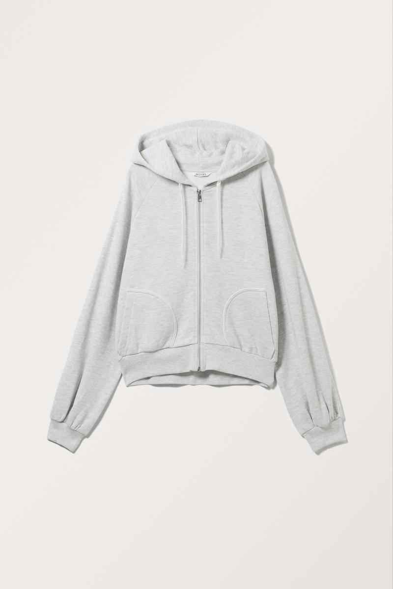 Verkürzter Zip-Hoodie Mit Lockerer Passform - Grau von Monki