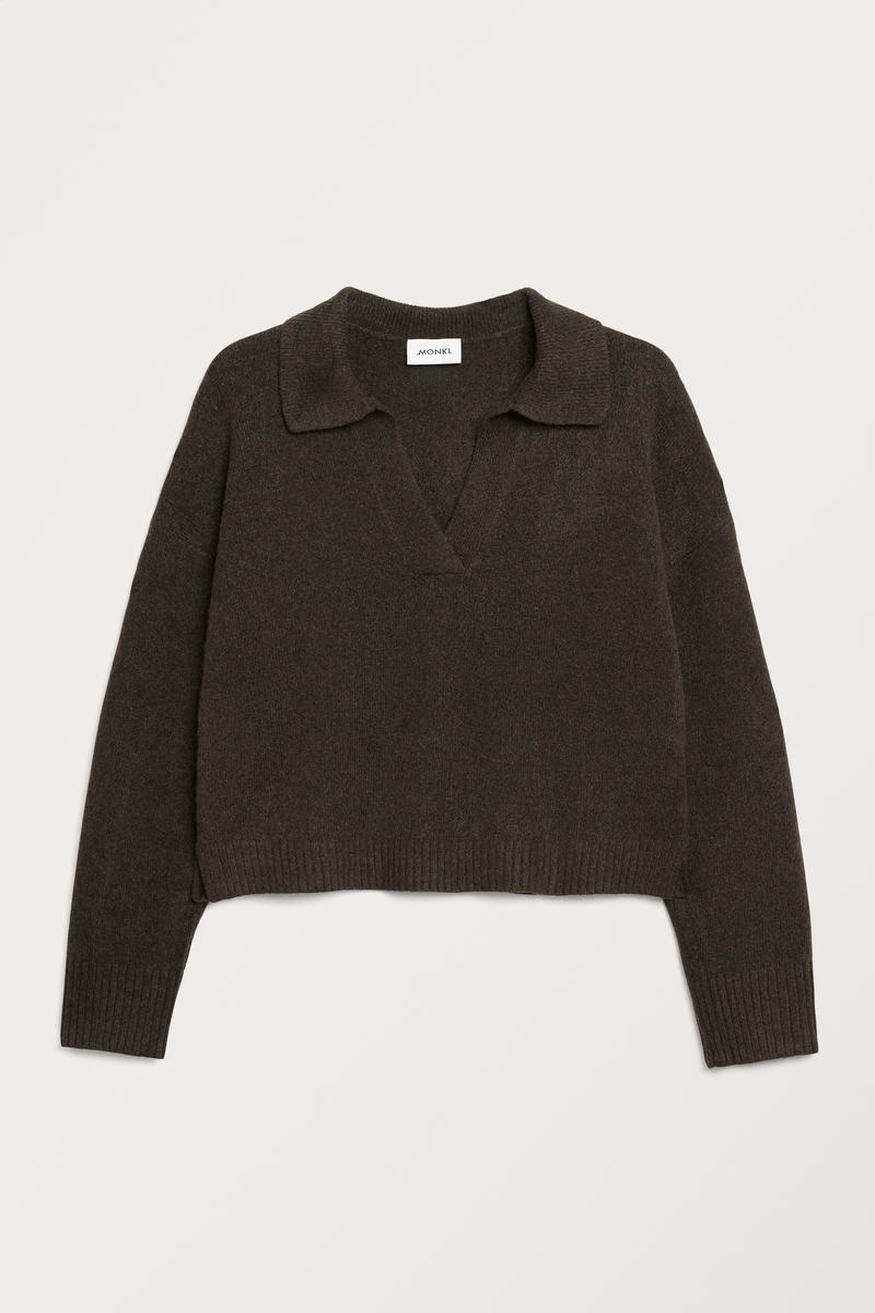 Weicher Polo-Strickpullover - Braun von Monki