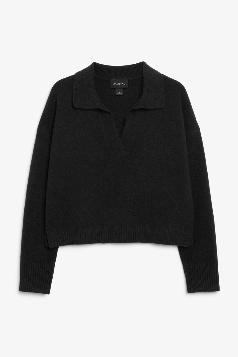 Weicher Polo-Strickpullover - Schwarz von Monki