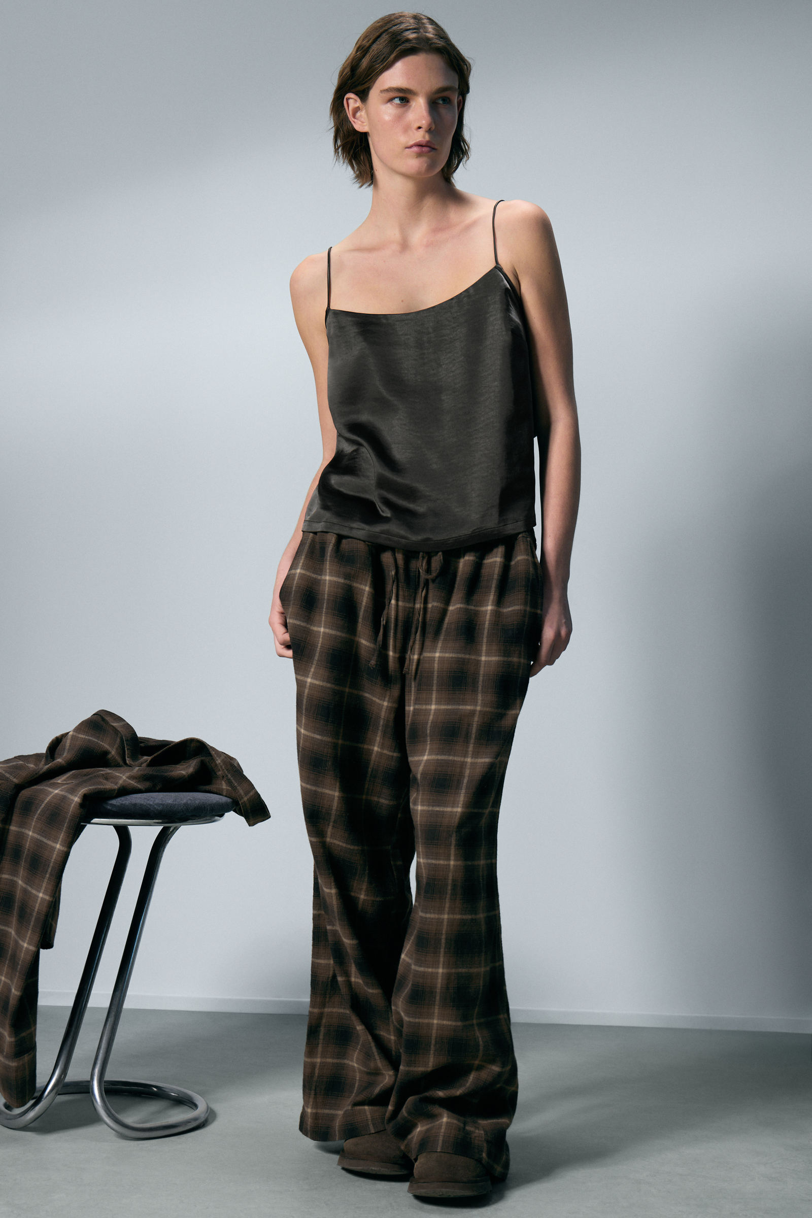 Wide Flannel Pyjama Trousers von Monki