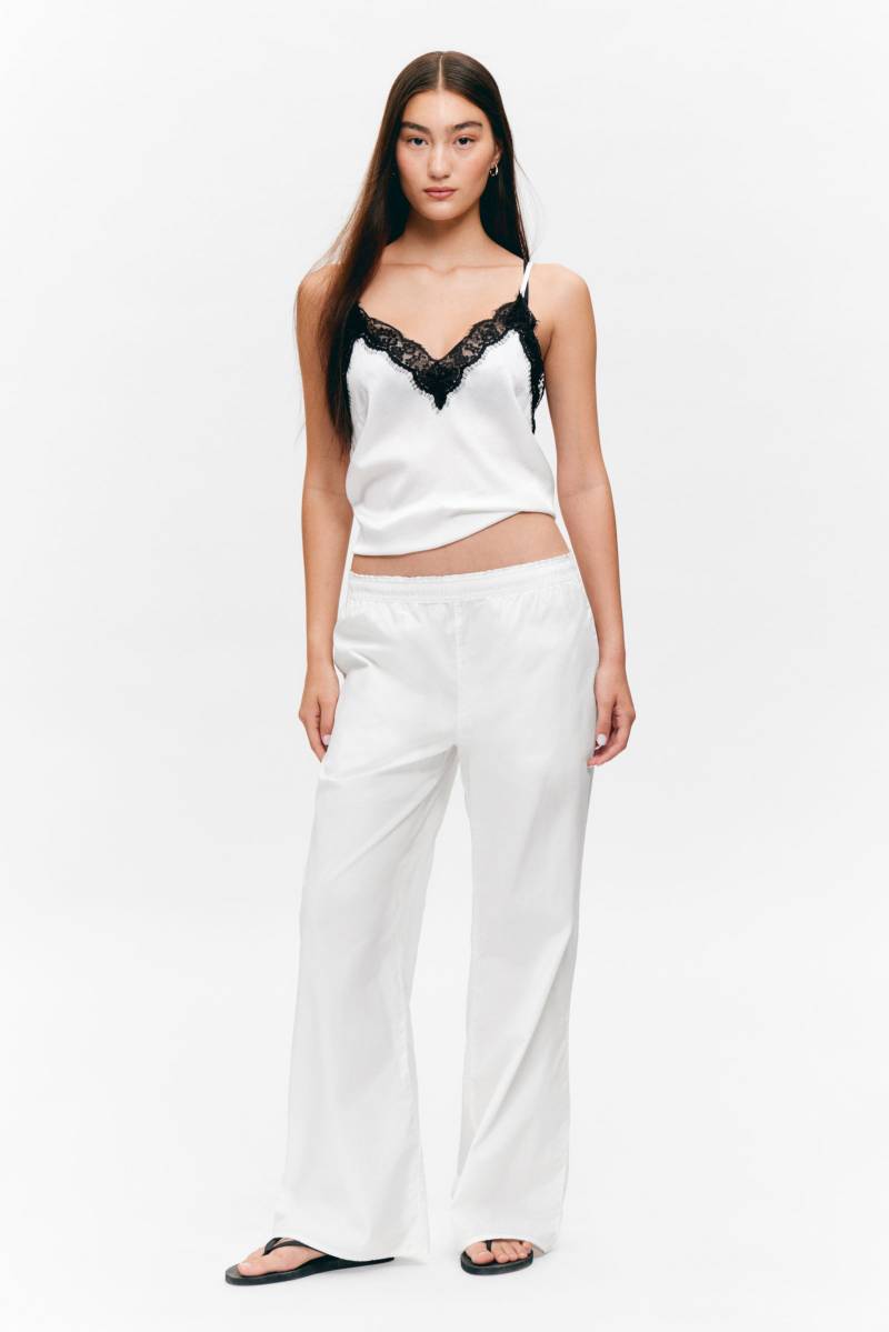 Wide Leg Cotton Poplin Pyjama Trousers von Monki