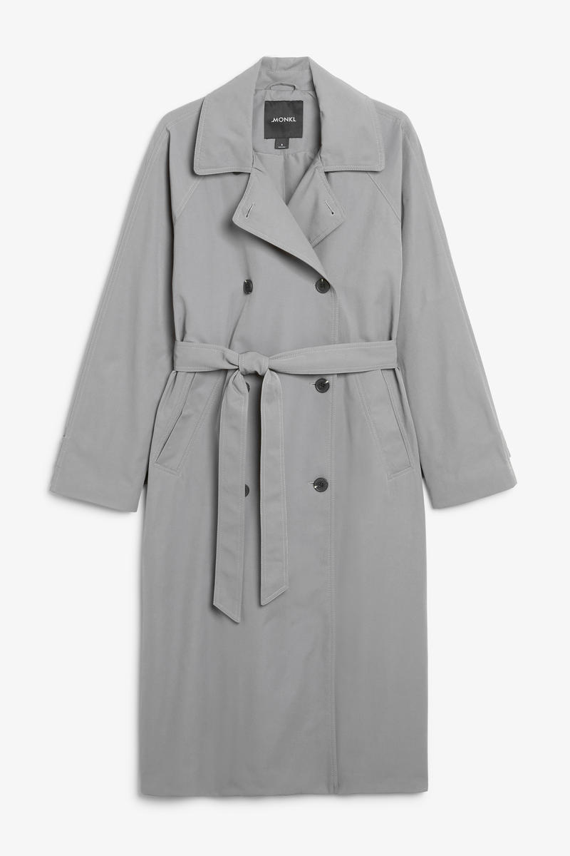 Zweireihiger Mittellanger Trenchcoat - Grau von Monki