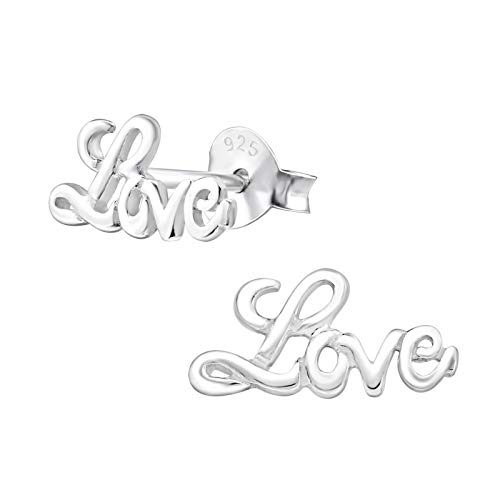 Monkimau Mädchen Ohrringe Liebe Love Ohrstecker aus 925 Sterling Silver Silber von MONKIMAU