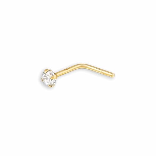 MONKIMAU 14K Gold Nasenstecker mit 2mm Zirkonia | Feiner und eleganter Nasenschmuck für Damen Mädchen | Echtgold Nasenpiercing Schmuck Geschenk von MONKIMAU