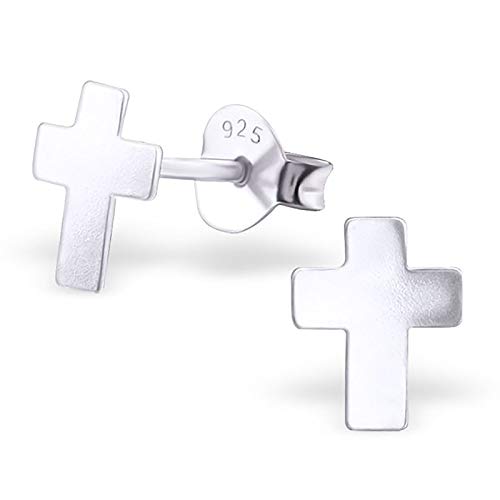 Monkimau Mädchen Ohrringe Kreuz Ohrstecker aus 925 Sterling Silver Silber von MONKIMAU