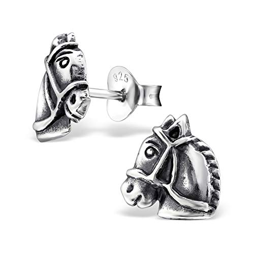 Monkimau Mädchen Ohrringe Pferd Kopf Ohrstecker aus 925 Sterling Silver Silber von MONKIMAU