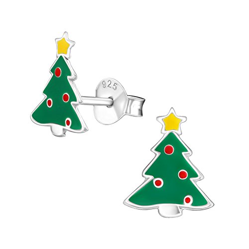 Monkimau Mädchen Ohrringe Weihnachtsbaum Ohrstecker aus 925 Sterling Silver echt Silber mit Stern von MONKIMAU