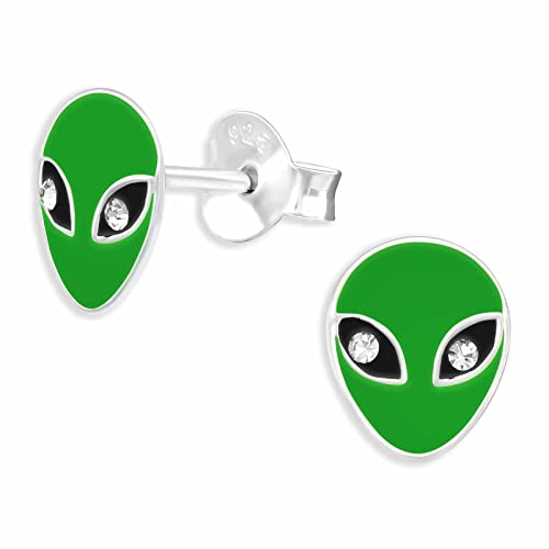 Monkimau Alien Ohrstecker Ohrringe aus 925 Silber Schmuck Silberohrringe Medizinisch für Kinder Mädchen Damen Frauen von Monkimau