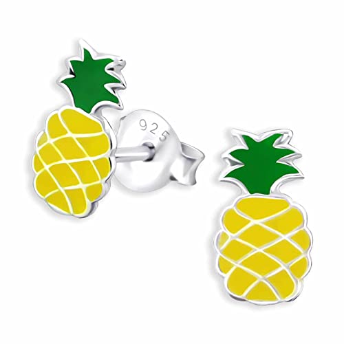 Monkimau Ananas Ohrstecker Ohrringe aus 925 Silber Schmuck Silberohrringe Medizinisch für Kinder Mädchen Damen Frauen von Monkimau