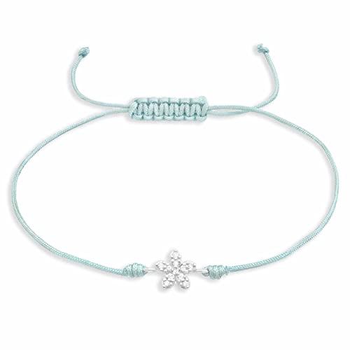 Monkimau Armband Damen Silber mit Blumen Anhänger aus 925 Sterling Silver Bracelet Women Charm Armbänder Schmuck Geschenke für Kinder Mädchen Frauen von Monkimau