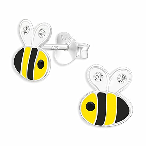 Monkimau Bienen Ohrstecker Ohrringe aus 925 Silber Schmuck Silberohrringe Medizinisch für Kinder Mädchen Damen Frauen von Monkimau