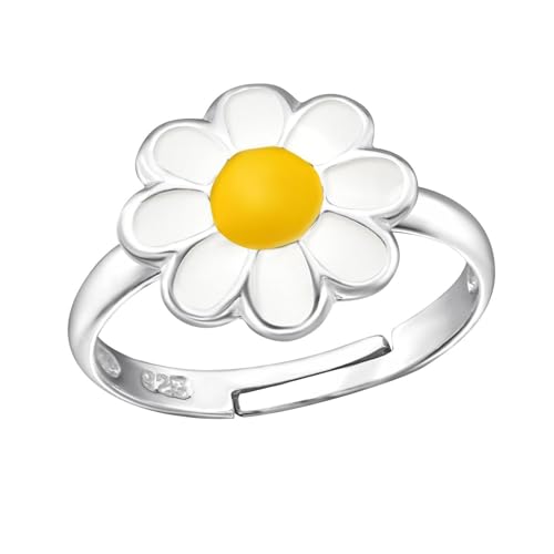 Monkimau Blume Kinder Ring 925 Silber - Größe 4 | Hypoallergen Kinderohrringe | Mädchen Schmuck Geschenk Geschenkidee von MONKIMAU