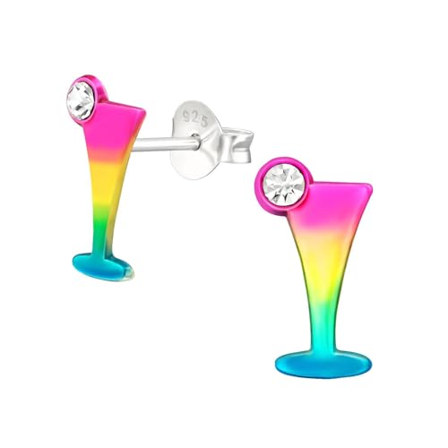 Monkimau Cocktail-Glas Kinder Ohrringe | 925 Silber | Mädchen Ohrstecker Schmuck | Hypoallergen & Nickelfrei | Kinderohrringe Geschenkidee von MONKIMAU