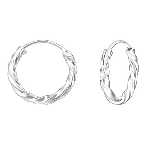 Monkimau Damen Ohrringe Creolen Gedreht aus 925 Sterling Silver echt Silber mit Durchmesser 14mm von MONKIMAU