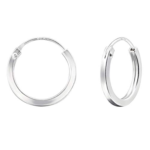 Monkimau Damen Ohrringe Creolen aus 925 Sterling Silver echt Silber mit Durchmesser 14mm von MONKIMAU