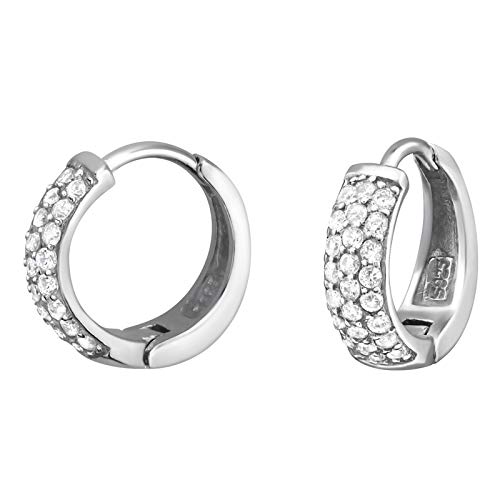 Monkimau Damen Ohrringe Creolen aus 925 Sterling Silver echt Silber mit Kristallen von MONKIMAU