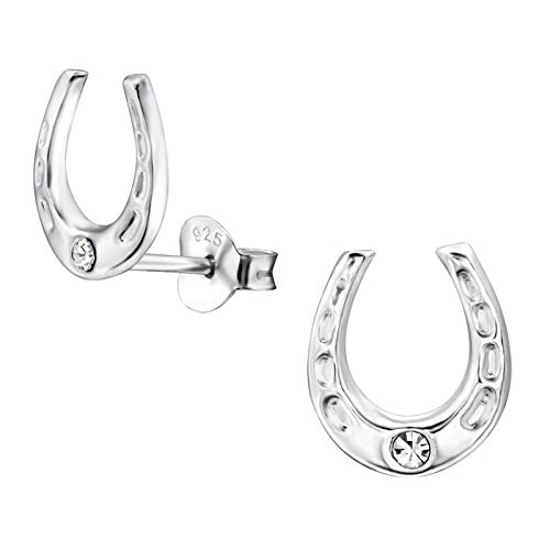 Monkimau Damen Ohrringe Hufeisen Ohrstecker aus 925 Sterling Silver echt Silber mit Zirkonia von Monkimau