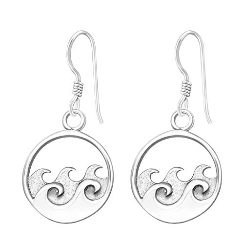 Monkimau Damen Ohrringe Surfer Wellen Ohrhänger aus 925 Sterling Silver Silber von MONKIMAU