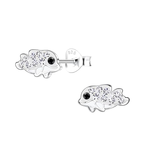 Monkimau Delfin Ohrringe Mädchen Silber 925 Kinder: Hypoallergene Kinderohrringe für Mädchen 8 Jahre - Medizinische Gesundheitsstecker & Ohrstecker aus Sterling Silber von MONKIMAU