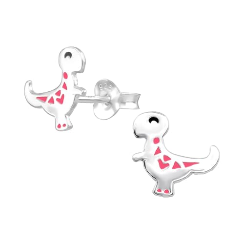 Monkimau Dinosaurier Kinder Ohrringe | 925 Silber | Mädchen Ohrstecker Schmuck | Hypoallergen & Nickelfrei | Kinderohrringe Geschenkidee von MONKIMAU