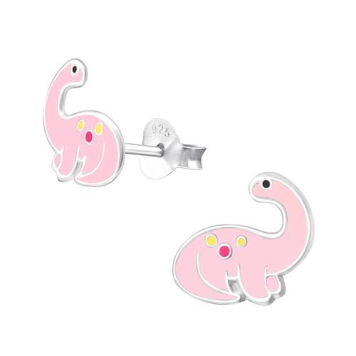 Monkimau Dinosaurier Kinder Ohrringe | 925 Silber | Mädchen Ohrstecker Schmuck | Hypoallergen & Nickelfrei | Kinderohrringe Geschenkidee von MONKIMAU