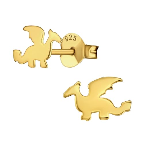 Monkimau Drache Kinder Ohrringe | 925 Silber | Mädchen Ohrstecker Schmuck | Hypoallergen & Nickelfrei | Kinderohrringe Geschenkidee von MONKIMAU