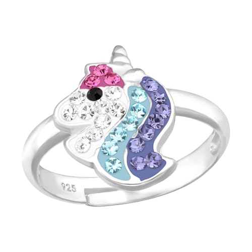 Monkimau Einhorn Kinder Ring 925 Silber - Größe 2,5 | Hypoallergen Kinderohrringe | Mädchen Schmuck Geschenk Geschenkidee von MONKIMAU