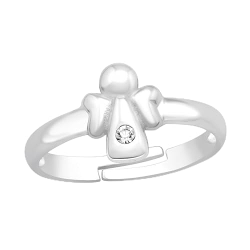 Monkimau Engel Kinder Premium Ring 925 Silber - Größe 4 | Hypoallergen Kinderohrringe | Mädchen Schmuck Geschenk Geschenkidee von MONKIMAU