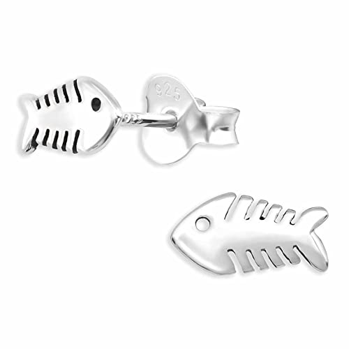 Monkimau Fischgräten Ohrstecker Ohrringe aus 925 Silber Schmuck Silberohrringe Medizinisch für Kinder Mädchen Damen Frauen von Monkimau