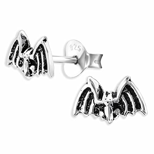 Monkimau Fledermaus Ohrstecker Ohrringe aus 925 Silber Schmuck Silberohrringe Medizinisch für Kinder Mädchen Damen Frauen von Monkimau