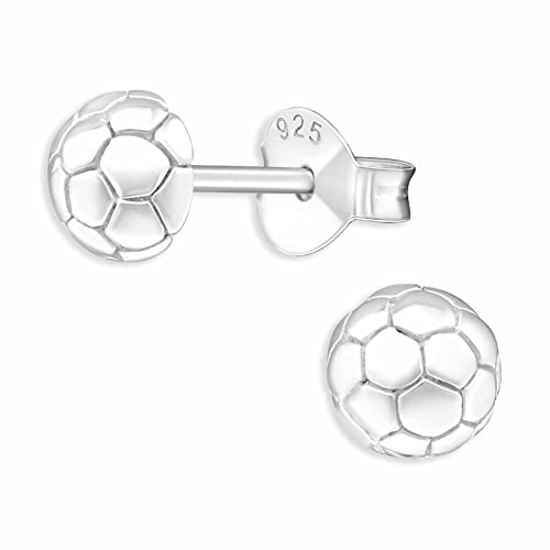 Monkimau Fussball Ohrstecker Ohrringe aus 925 Silber Schmuck Silberohrringe Medizinisch für Kinder Mädchen Damen Frauen von Monkimau