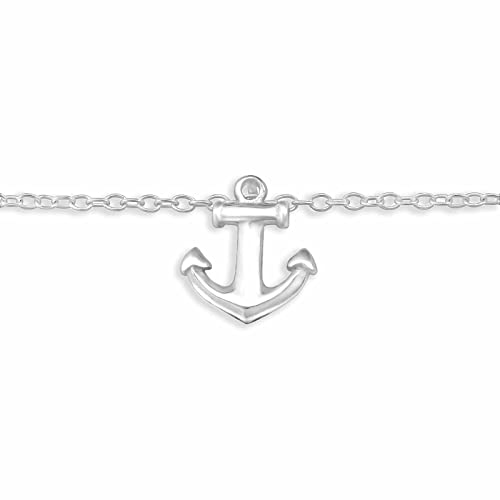 Monkimau Fußkettchen Silber mit Anker Anhänger aus 925 Sterling Silver Anchor Anklet Women Charm Fußkette Damen Schmuck Geschenke für Kinder Mädchen Frauen von Monkimau