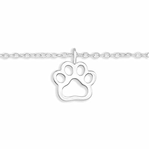 Monkimau Fußkettchen Silber mit Pfoten Anhänger aus 925 Sterling Silver Paw Anklet Women Charm Fußkette Damen Schmuck Geschenke für Kinder Mädchen Frauen von Monkimau