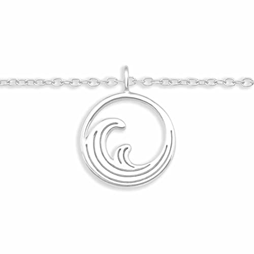 MONKIMAU Fußkettchen Silber mit Surfer Welle Anhänger aus 925 Sterling Silver Surf Anklet Women Charm Fußkette Damen Schmuck Geschenke für Kinder Mädchen Frauen von MONKIMAU