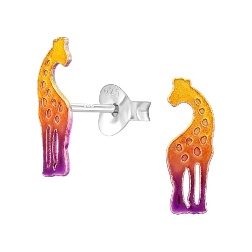 Monkimau Giraffe Kinder Ohrringe | 925 Silber | Mädchen Ohrstecker Schmuck | Hypoallergen & Nickelfrei | Kinderohrringe Geschenkidee von MONKIMAU