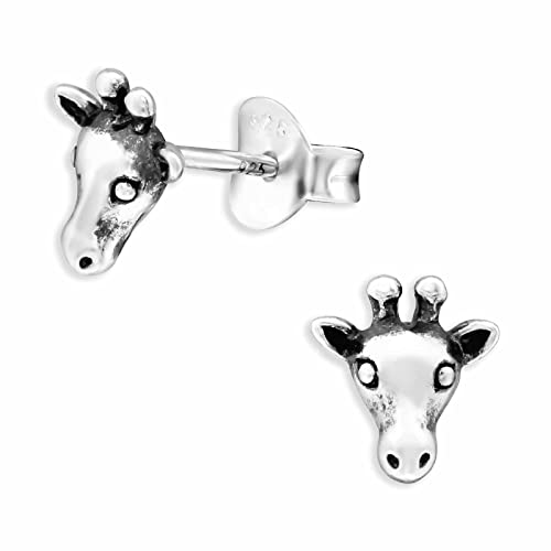 Monkimau Giraffen Ohrstecker Ohrringe aus 925 Silber Schmuck Silberohrringe Medizinisch für Kinder Mädchen Damen Frauen von Monkimau