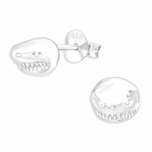 Monkimau Hai Ohrstecker Ohrringe aus 925 Silber Schmuck Silberohrringe Medizinisch für Kinder Mädchen Damen Frauen von Monkimau