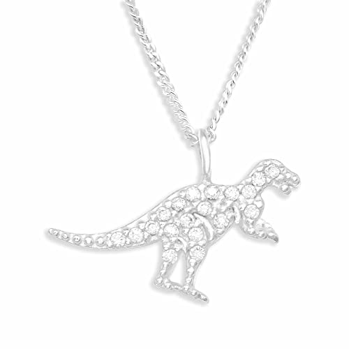 Monkimau Halskette Damen mit Dino Anhänger aus 925 Sterling Silber Dinosaurier Necklace Silver Women Charm Kette Schmuck Geschenke für Kinder Mädchen Frauen von Monkimau