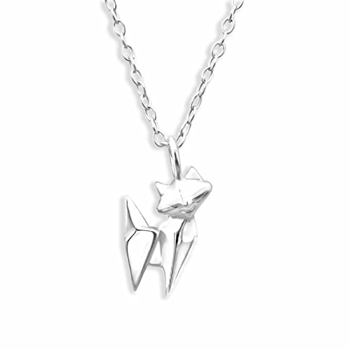 Monkimau Halskette Damen mit Origami Katzen Anhänger aus 925 Sterling Silber Cat Necklace Silver Women Charm Kette Schmuck Geschenke für Kinder Mädchen Frauen von Monkimau