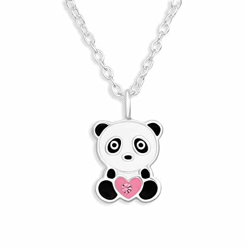 Monkimau Halskette Damen mit Panda Anhänger aus 925 Sterling Silber Bear Necklace Silver Women Charm Kette Schmuck Geschenke für Kinder Mädchen Frauen von Monkimau