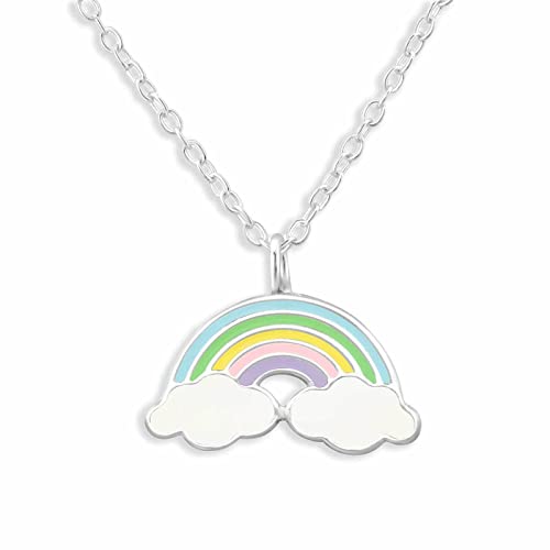 Monkimau Halskette Damen mit Regenbogen Anhänger aus 925 Sterling Silber Rainbow Necklace Silver Women Charm Kette Schmuck Geschenke für Kinder Mädchen Frauen von Monkimau