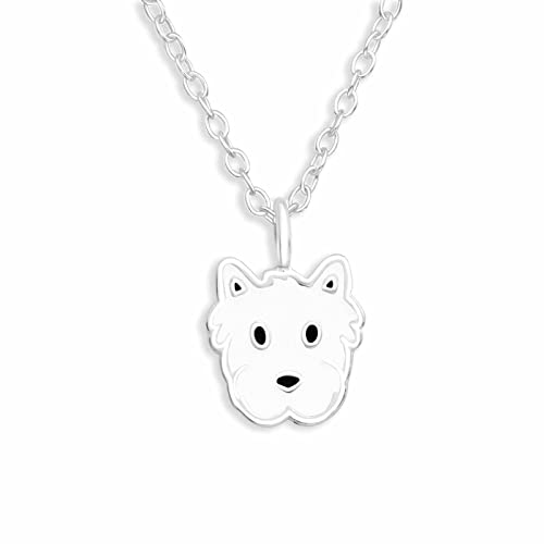 Monkimau Halskette Damen mit Terrier Hunde Anhänger aus 925 Sterling Silber Dog Necklace Silver Women Charm Kette Schmuck Geschenke für Kinder Mädchen Frauen von Monkimau