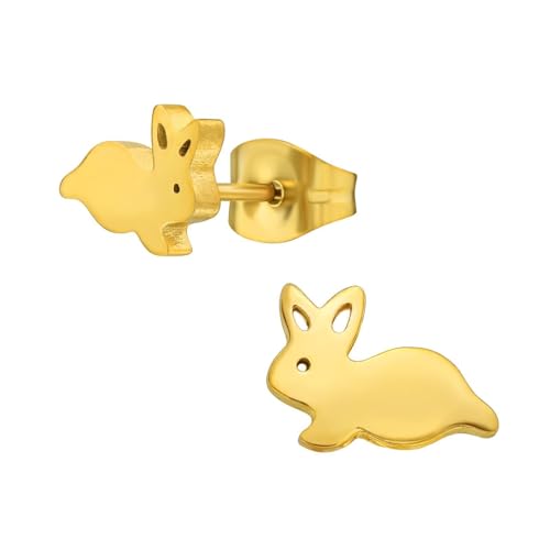 Monkimau Hase Kinder Ohrringe Chirurgenstahl | Edelstahl Hypoallergen Kinderohrringe | Mädchen Schmuck Geschenk Geschenkidee von MONKIMAU
