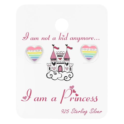 Monkimau Herz Kinder Ohrringe | 925 Silber | Mädchen Ohrstecker Schmuck | Hypoallergen & Nickelfrei | Kinderohrringe Geschenkidee von MONKIMAU