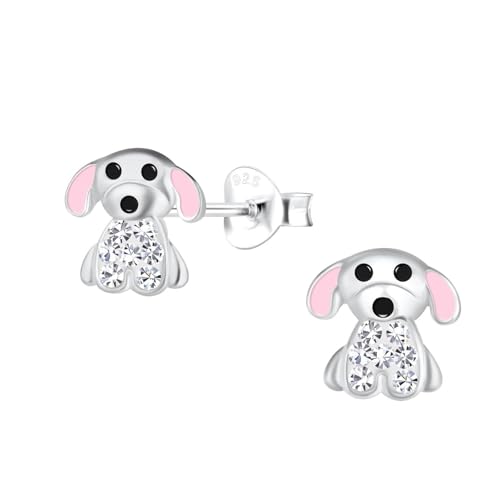 Monkimau Hund Ohrringe Mädchen Silber 925 Kinder: Hypoallergene Kinderohrringe für Mädchen 8 Jahre - Medizinische Gesundheitsstecker & Ohrstecker aus Sterling Silber von MONKIMAU