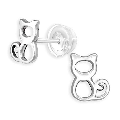 Monkimau Katzen Kinder Ohrringe Mädchen Ohrstecker 925 Silber von Monkimau