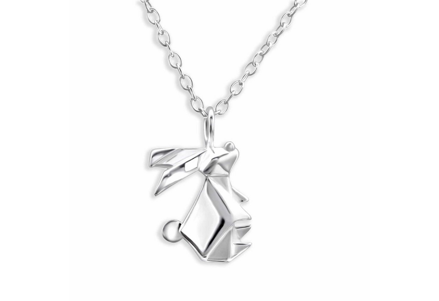 Monkimau Kette mit Anhänger Origami Hasen Halskette Damen Silber Schmuck (Packung) von Monkimau