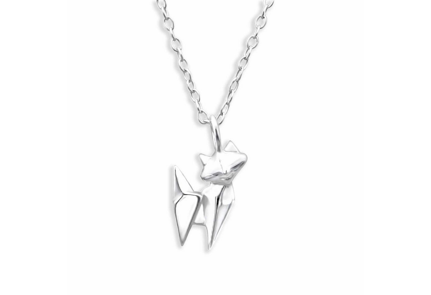 Monkimau Kette mit Anhänger Origami Katzen Halskette Damen Silber Schmuck (Packung) von Monkimau